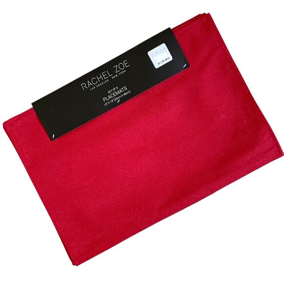 6pc Rachel Zoe Holiday Red Sparkle Placemats 13x19 Chic Christmas Decor New - Picture 12 of 12